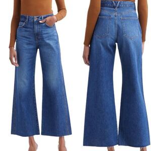 Veronica Beard Taylor Wide Leg Crop High Rise Jeans Bandit Frayed Hem 26 Classic